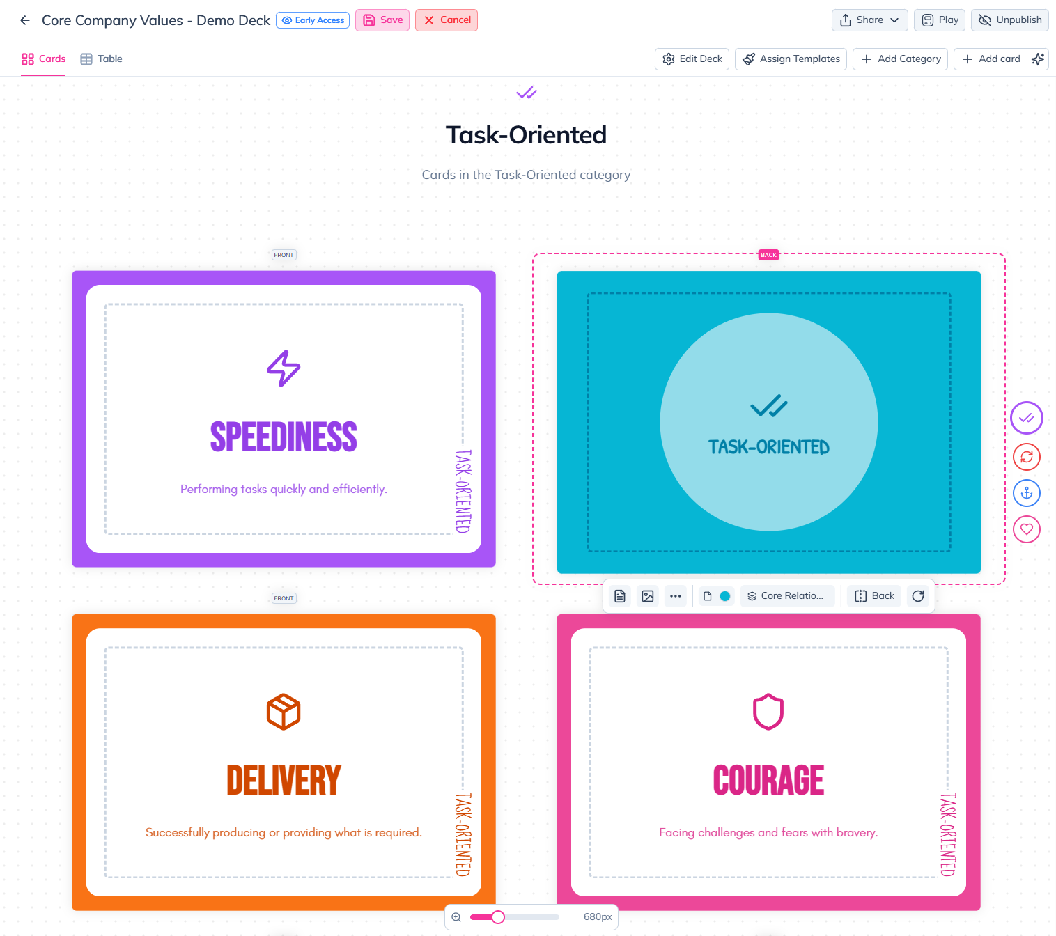 Deck Builder Table View